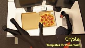  Presentation with hacker - Slide deck enhanced with heaving break for pizza - fast background and a tawny brown colored foreground