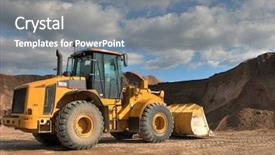  Presentation with bulldozer - Presentation theme having heavy building bulldozer background and a gray colored foreground