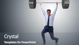  Presentation with taxes - Presentation theme featuring haven - businessman under heavy burden background and a gray colored foreground