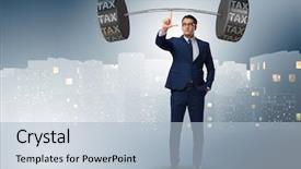  Presentation with taxes - Presentation theme enhanced with heavy burden of tax background and a light blue colored foreground