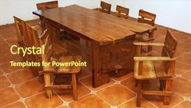  Presentation with big table - Slide deck featuring heavy ceramic - handmade large kitchen table background and a  colored foreground