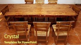 Presentation with kitchen - PPT theme consisting of heavy ceramic - handmade large kitchen table background and a tawny brown colored foreground