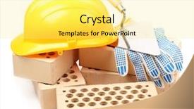  Presentation with white bricks - Beautiful PPT theme featuring heavy ceramic - new bricks and building tools backdrop and a yellow colored foreground