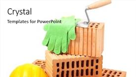  Presentation with white bricks - Beautiful slide set featuring heavy ceramic - new bricks and building tools backdrop and a white colored foreground