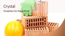  Presentation with white bricks - Audience pleasing presentation consisting of heavy ceramic - new bricks and building tools backdrop and a sky blue colored foreground