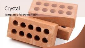  Presentation with white bricks - Beautiful theme featuring heavy ceramic - new bricks isolated on white backdrop and a lemonade colored foreground