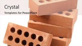  Presentation with white bricks - Cool new PPT theme with heavy ceramic - new bricks isolated on white backdrop and a lemonade colored foreground