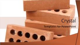  Presentation with white bricks - PPT layouts enhanced with heavy ceramic - new bricks isolated on white background and a coral colored foreground