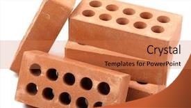  Presentation with white bricks - PPT layouts with heavy ceramic - new bricks isolated on white background and a coral colored foreground