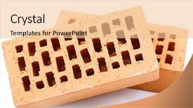  Presentation with white bricks - PPT layouts enhanced with heavy ceramic - new bricks isolated on white background and a  colored foreground