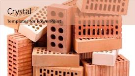  Presentation with white bricks - Presentation theme enhanced with heavy ceramic - new bricks isolated on white background and a  colored foreground