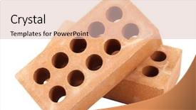  Presentation with white bricks - Presentation theme consisting of heavy ceramic - new bricks isolated on white background and a  colored foreground