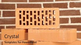  Presentation with ceramic - Presentation design featuring heavy ceramic - new bricks on brick wall background and a yellow colored foreground