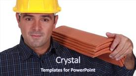  Presentation with roofing shingles - PPT theme with heavy ceramic - tradesman carrying shingles background and a  colored foreground