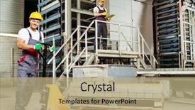  Presentation with paving - Cool new slide deck with heavy construction - young worker moving paving stones backdrop and a coral colored foreground