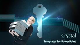  Presentation with overworked - Slide deck enhanced with heavy data - composite image of overworked businesswoman background and a ocean colored foreground