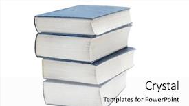  Presentation with pile - Presentation theme with heavy data - pile of thick books isolated background and a  colored foreground