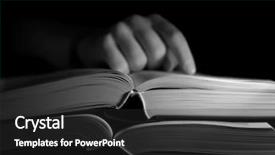  Presentation with books - Amazing presentation theme having heavy data - studying from thick books backdrop and a dark gray colored foreground