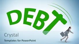  Presentation with concept - PPT theme featuring heavy-debt-concept-with-businessman background and a sky blue colored foreground