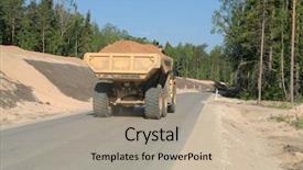  Presentation with dump truck - Presentation with heavy dump truck at road background and a mint green colored foreground