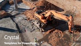  Presentation with heavy equipment - Beautiful slides featuring heavy duty - construction site with excavating equipment backdrop and a violet colored foreground