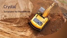  Presentation with excavator - Amazing presentation design having heavy duty - excavator working on a heap backdrop and a coral colored foreground