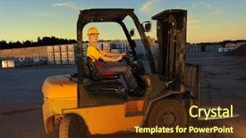  Presentation with cargo - Colorful presentation theme enhanced with heavy duty - female worker driving cargo truck backdrop and a tawny brown colored foreground