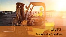  Presentation with cargo - Slides featuring heavy duty - female worker driving cargo truck background and a gold colored foreground