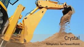  Presentation with wheel loader - Amazing presentation theme having heavy duty - wheel loader excavator with backhoe backdrop and a coral colored foreground