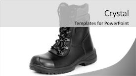  Presentation with safety - Beautiful PPT theme featuring heavy duty boots isolated backdrop and a light gray colored foreground