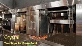  Presentation with grill - Presentation theme enhanced with duty grill in professional kitchen background and a tawny brown colored foreground