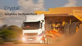  Presentation with haulage - Amazing presentation theme having hauling - heavy duty truck abnormal haulage backdrop and a coral colored foreground