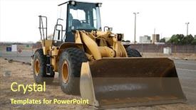  Presentation with bulldozer - Presentation with heavy duty vehicles - bulldozer background and a violet colored foreground