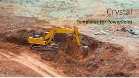  Presentation with heavy equipment earth mover - Presentation consisting of heavy-earth-mover-with-blue background and a coral colored foreground