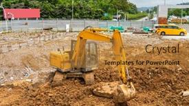  Presentation with sky blue - Slide set consisting of heavy-earth-mover-with-blue background and a gold colored foreground