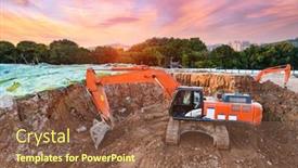  Presentation with earth - Presentation design featuring heavy-earth-mover-with-sunset background and a tawny brown colored foreground