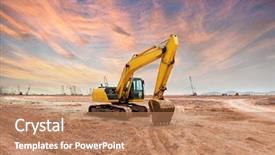  Presentation with heavy equipment earth mover - Amazing slides having heavy earth mover backdrop and a coral colored foreground