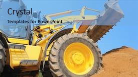  Presentation with earth moving construction - PPT layouts with heavy earth moving excavator loader background and a light blue colored foreground