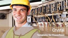  Presentation with engineering industrial - Amazing theme having engineering personnel - portrait of male caucasian industrial backdrop and a coral colored foreground