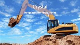  Presentation with construction equipment - Amazing presentation theme having heavy equipment - excavator loader at construction site backdrop and a teal colored foreground