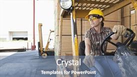  Presentation with forklift - Cool new theme with beverage - business plan strategy success goals backdrop and a light gray colored foreground.