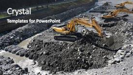  Presentation with heavy equipment - Audience pleasing PPT layouts consisting of heavy equipment - gravel excavated in the mainstream backdrop and a dark gray colored foreground