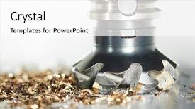  Presentation with equipment - Audience pleasing theme consisting of heavy equipment - industrial metalworking cutting process backdrop and a white colored foreground