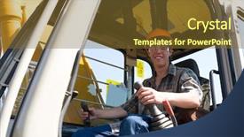  Presentation with dredge - Colorful presentation theme enhanced with heavy equipment - operator of a excavator dredge backdrop and a tawny brown colored foreground