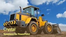  Presentation with wheel loader - Presentation with heavy equipment - rear view of diesel wheel background and a tawny brown colored foreground