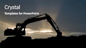  Presentation with excavator - Presentation enhanced with heavy equipment - silhouette of loader excavator scoop background and a dark gray colored foreground