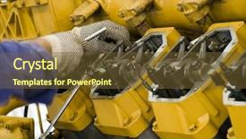  Presentation with plant maintenance - PPT layouts with heavy equipment - technician performing periodic engine maintenance background and a tawny brown colored foreground