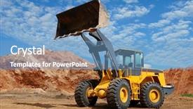  Presentation with wheel loader - Colorful theme enhanced with heavy equipment - wheel loader bulldozer with fully backdrop and a teal colored foreground