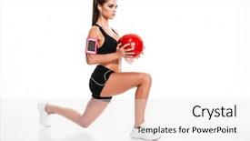  Presentation with healthy workplace full length side view - Amazing presentation having ball and listening to music backdrop and a sky blue colored foreground