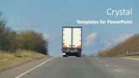  Presentation with brow - Presentation theme featuring heavy-goods-lorry-disappearing-over background and a light blue colored foreground
